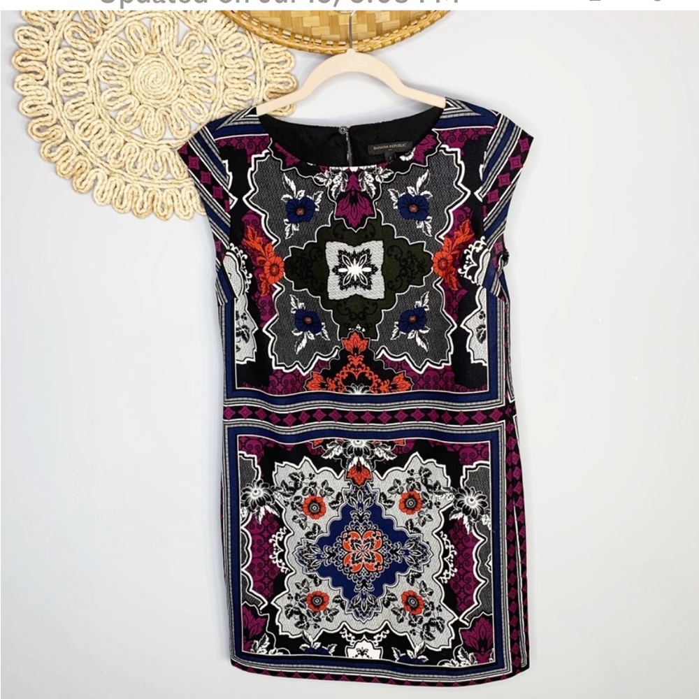 Banana Republic Printed Cap Sleeve Sheath Dress